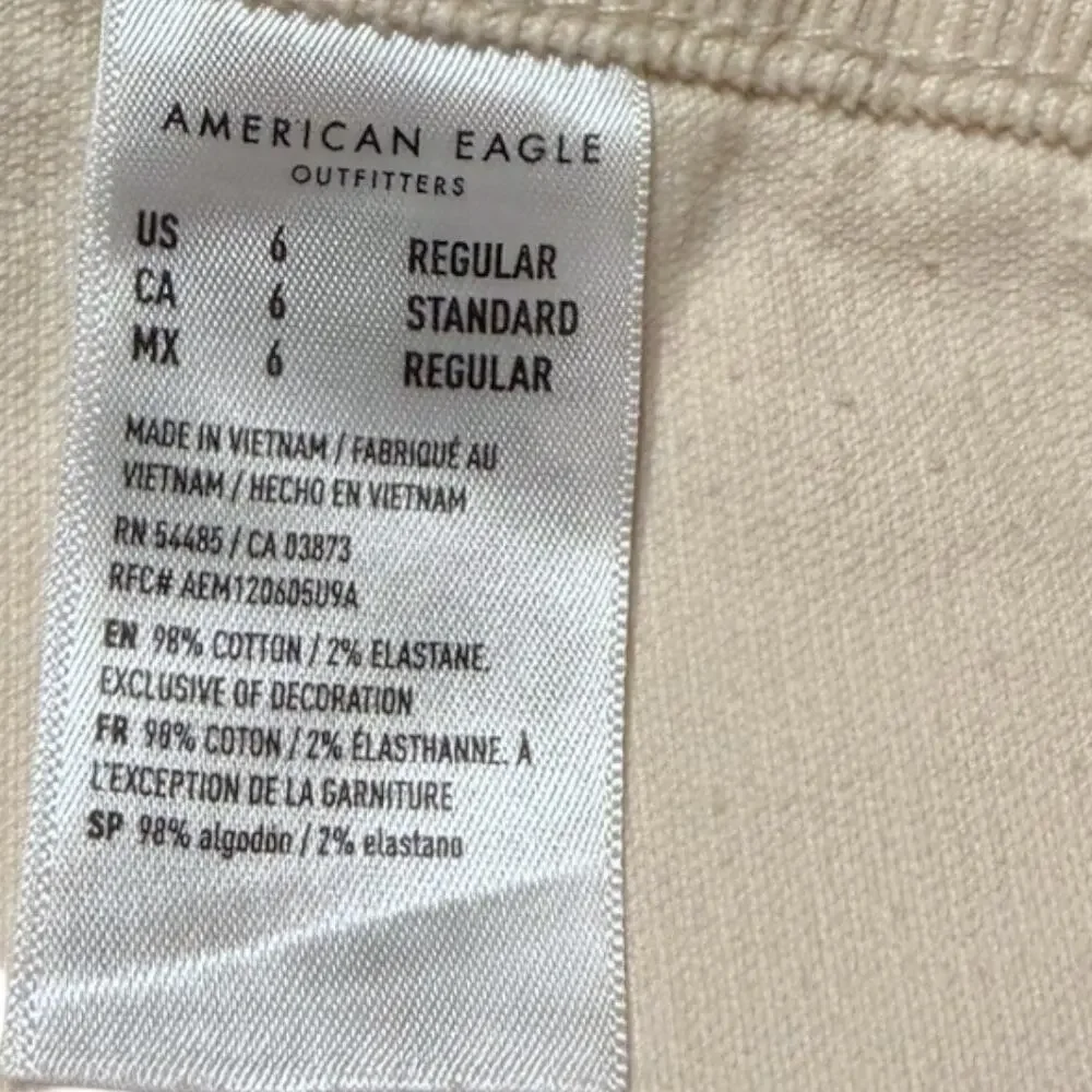 American Eagle Festival Flare Stretch Corduroy Pant Women's 6 Cream Spring NEW - Picture 7 of 9